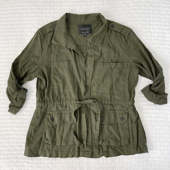 New Sanctuary Anthropologie Lightweight Linen Drawstring Utility Jacket Green S - Picture 1 of 5